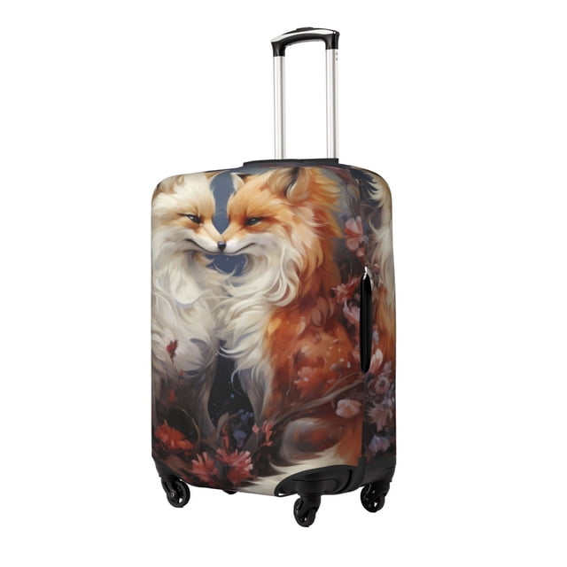 Fotbe Romantic Flower Fox Couple Funda Protectora para Equipaje, Antirrayones y Resistente a la Suciedad, Compatible con Maletas de 18 a 32 Pulgadas-Small