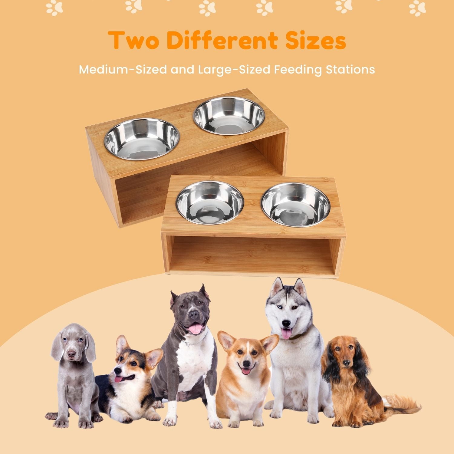 Bamboo Style Elevated Dog and Cat Feeder Bowl