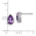thumbnail image 2 of 925 Sterling Silver Rhodium Plated 10mm Polished Pear Amethyst Post Earrings 10x7mm Wide Stud Earring for Women, 2 of 2