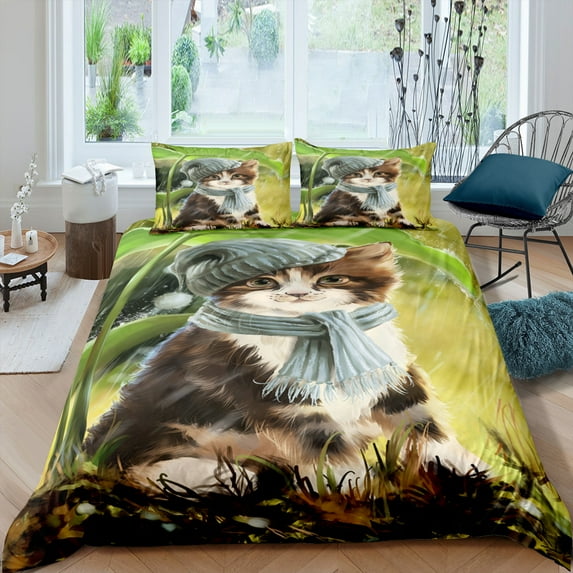 Exclusive quilt cover for hot cat fans, lovely and warm Bedding Duvet Cover Bedding Set Pillowcase Polyester Fibre Microfibre Cute Cat 3D Digital Printing Bed Linen Pillowcases