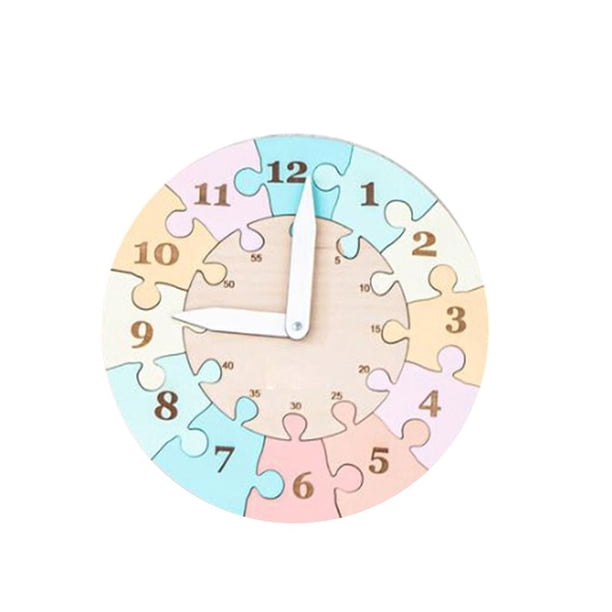 Relo Madera Para Niños, Bloques De Números De Tiempo De Enseñanza, Clasificador De Apilamiento De Rompecabezas, Juguete Educativo Para Regalo Para Niños Y Niñas Sweethay FN007571-03