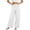 02-White, variant on Diufon Linen Pants Women Summer Boho Wide Leg Palazzo Pants Casual Drawstring High Waisted Trousers with Pockets