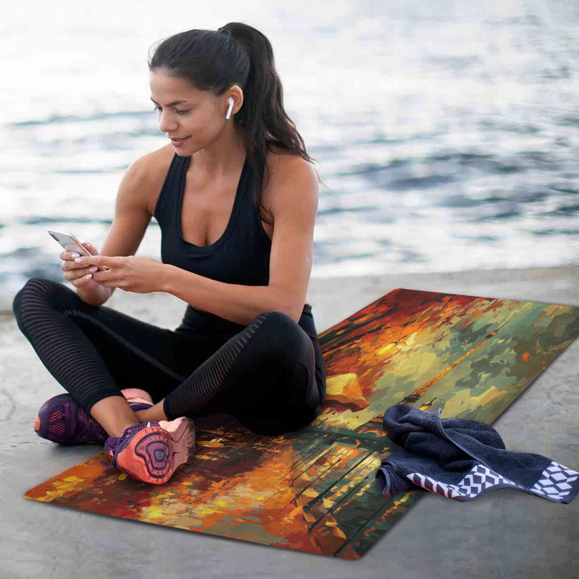 BZSMCE Yoga Mat Women Paris Street Evening Scene Fitness Mat
