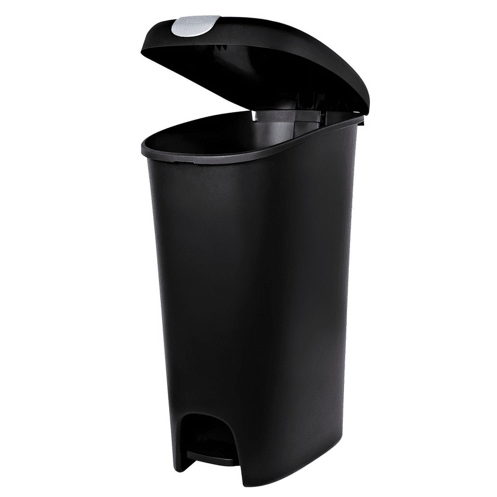 Hefty 12.2 Gal. Slim Lockable StepOn Trash Can, Black