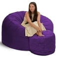 thumbnail image 1 of Ultimate Sack 4000 4-Foot Bean Bag Chair with Footstool Set, Purple Suede Cover, 1 of 6