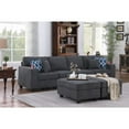 thumbnail image 5 of Cooper Stone Gray Woven Fabric 4-Seater Sofa with 2 Ottomans and Cupholder, 5 of 7