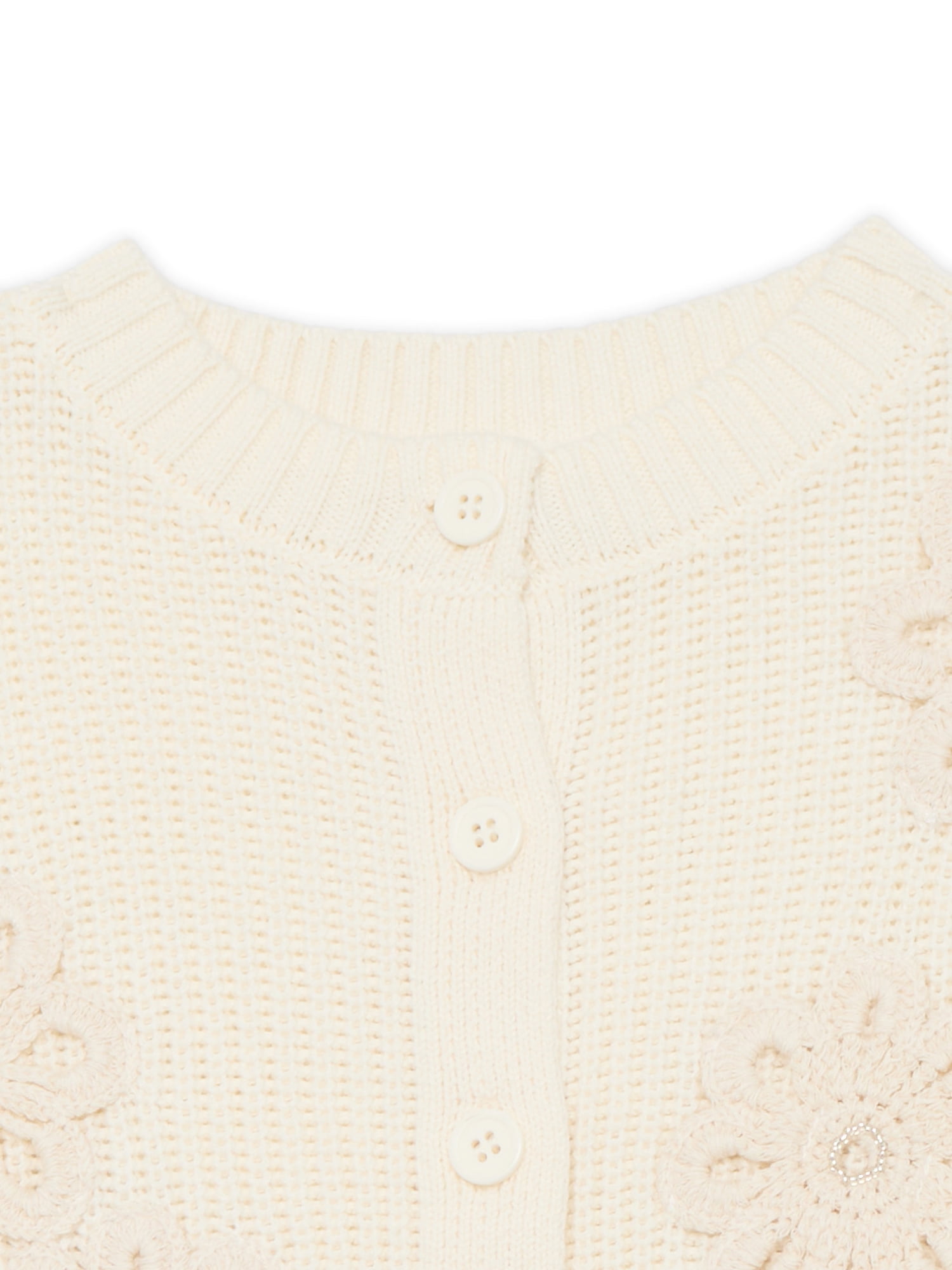 Wonder Nation Girls Crewneck Cardigan with Long Sleeves, Sizes 4-18 & Plus