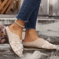 thumbnail image 6 of Xfvqtps Womens Lace Flower Mules Slip on Breathable Casual Flat Shoes with Linen-Like Upper for Women Spring Summer Beige, 6 of 9