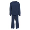 thumbnail image 7 of YHCY Womens 2 Piece Ribbed Knit Outfit Long Sleeve Crew Neck Tunic Sweatshirt Basic Straight Wide Leg Sweatpant Lounge Trendy Suits Oversized Dressy Sets Travel Vacation Sweatsuit Navy M, 7 of 7