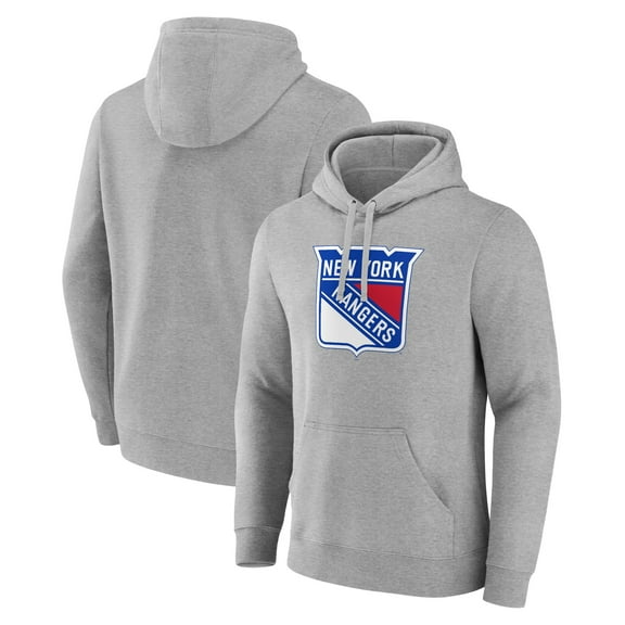 Men's Gray New York Rangers Primary Team Logo Pullover Hoodie