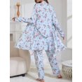 thumbnail image 3 of ZANKLEY Womens Pajamas Set 3 Piece Floral Butterfly Print Cami Top Long Pants Robe Sleepwear Loungewear Comfort, 3 of 9