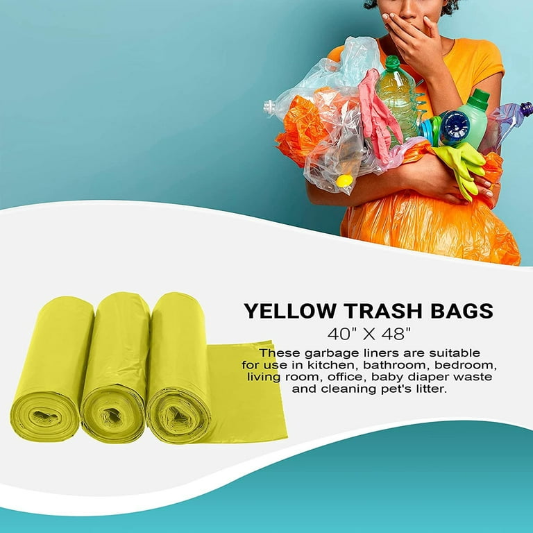 Yellow Garbage Bags, 40-45 Gallon, 1.5 mil