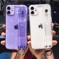 thumbnail image 5 of for iPhone 12 Mini Bling Girly Case, Glitter Candy Color Crystal Clear Cover with Adjustable Hand Finger Strap Kickstand Soft TPU Protective Translucent Phone Case for Women Girl Clear, 5 of 9