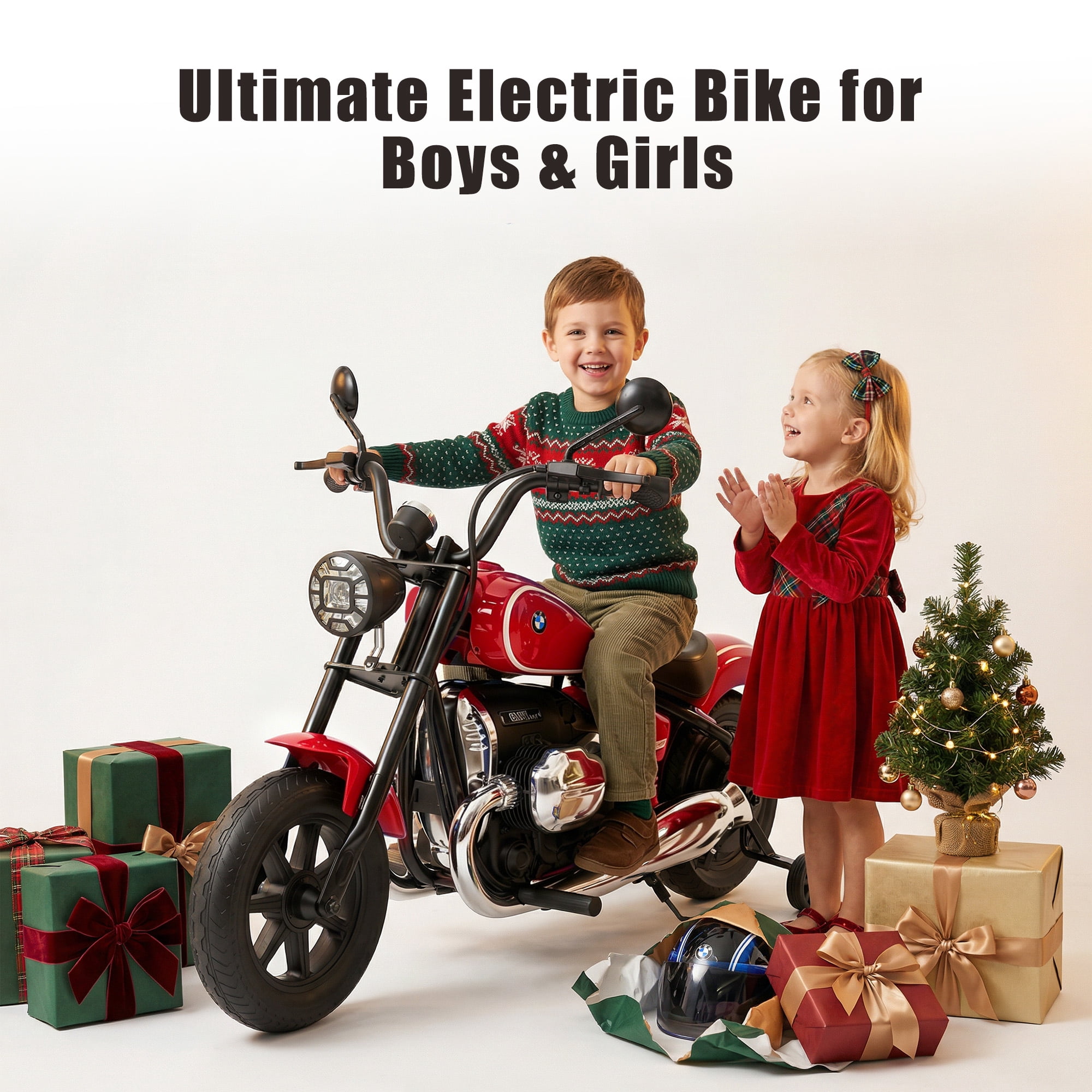 SaveJoy BMW Licensed 24V 9Ah Kids Ride On Motorcycle, Powered Electric Dirt Bike with Removable Training Wheels and Suspension for Boys Girls Ages 3-8, Red