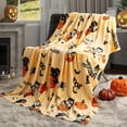 thumbnail image 3 of Halloween Throw Blanket, Vintage Halloween, Halloween Home Decor, Halloween Throw, Soft Plush 39X30 Inch Throw Blanket with Printed Pumpkins, Spiders, Webs, Bats and Witch Hats, 3 of 6
