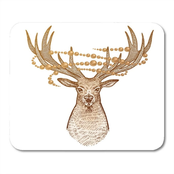 POGLIP Deer Head of Reindeer Big Horns Full Face and Sparkling Mousepad Mouse Pad Mouse Mat 9x10 inch