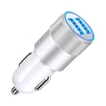 thumbnail image 2 of Binmer Silvers White Car Chargers Dual 2.4A Total Output 4.8A Power 24W Android USB Fast Charging Cigarettes Lighter, 2 of 6