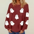 thumbnail image 3 of Cute Ghost Halloween Sweatshirts for Women 2025 Long Sleeve Casual Loose Cute Ghost Graphic Sweatshirt Pullover Tops, 3 of 4