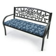 thumbnail image 2 of Jordan Manufacturing 44" x 16" Batik Navy Floral Rectangular Outdoor Settee Swing Bench Cushion with Ties, 2 of 9