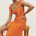 thumbnail image 4 of Spring and summer new fashion women's dress, suspenders lacing chest slit floral dress, 4 of 6