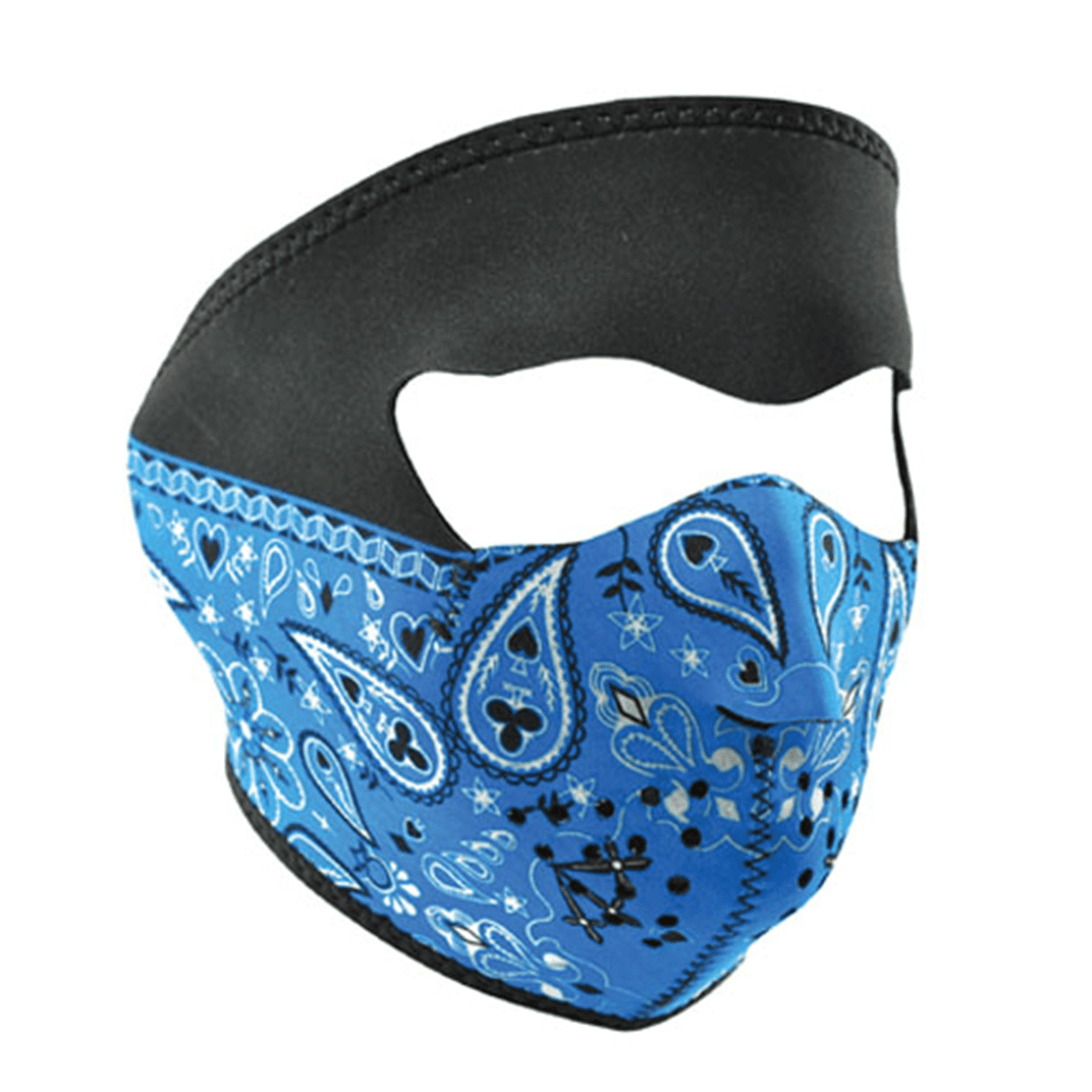 ZANheadgear NEOPRENE FACE MASK, BLUE PAISLEY BANDANNA