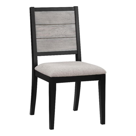 Elina 23 Inch Dining Chair- Set of 2- Plank Style Back- Gray Polyester
