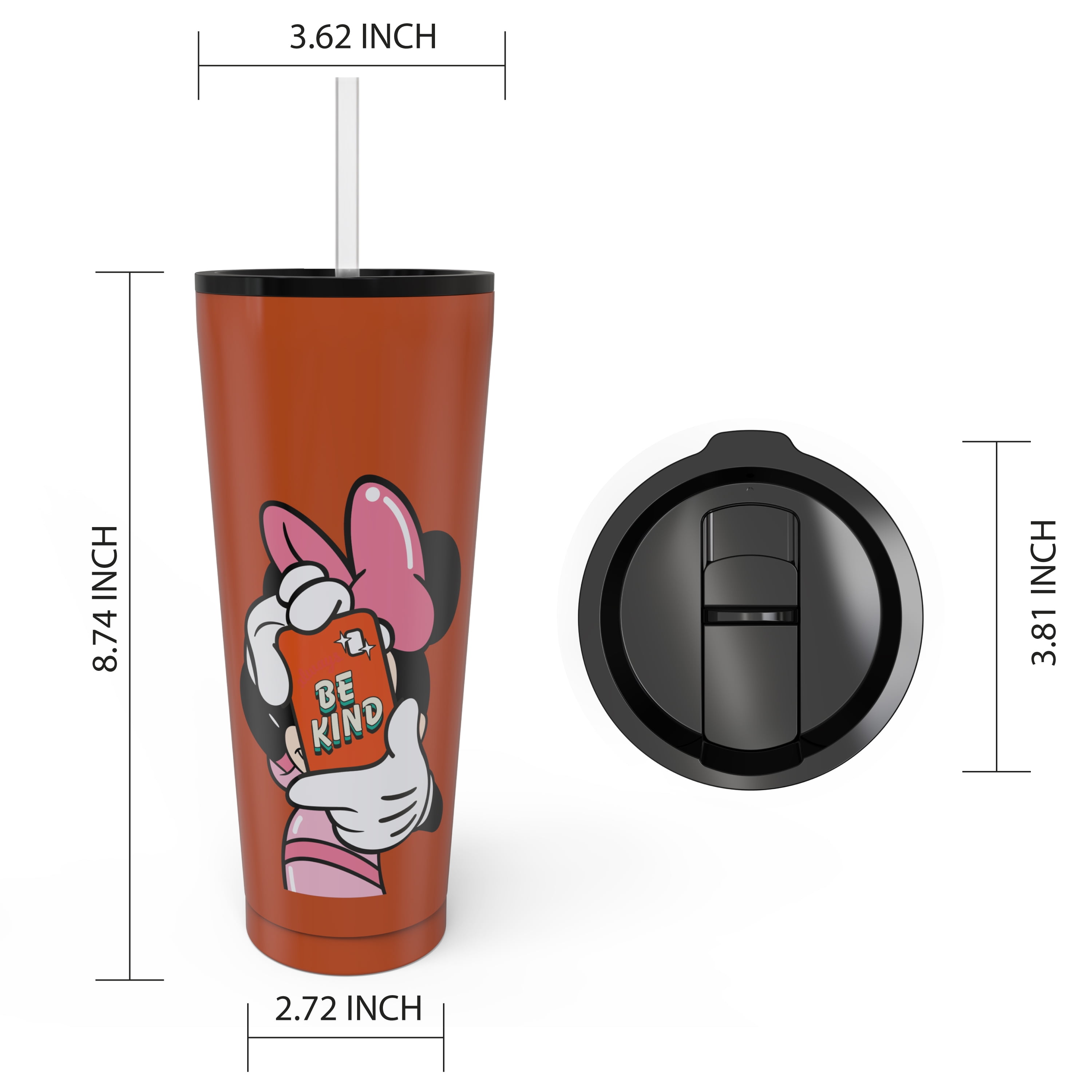 Zak Designs Disney Movie Vacuum Insulated Stainless Steel Travel Tumbler with Splash-proof Lid, Includes Reusable Plastic Straw and Fits in Car Cup HO