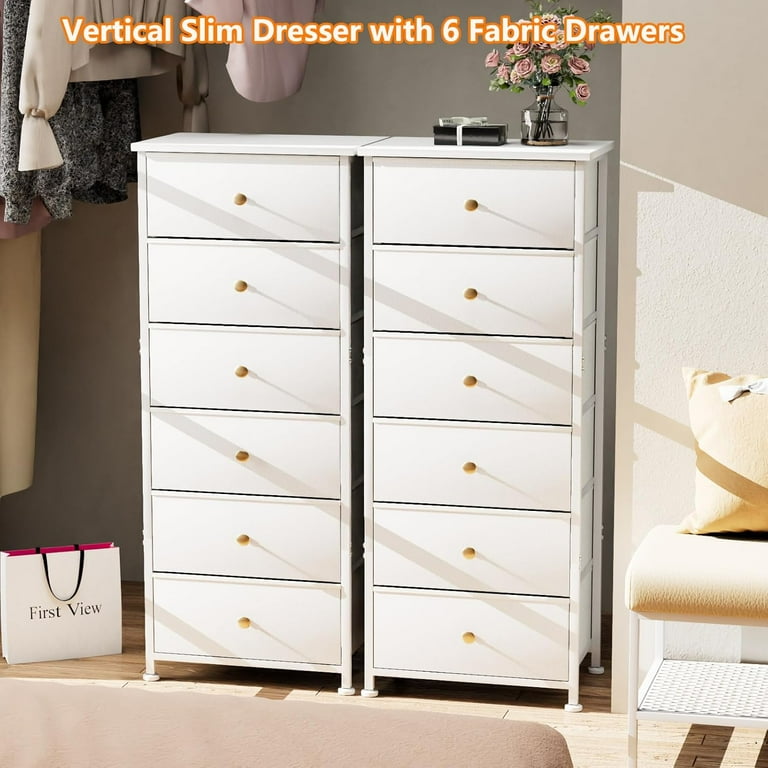 その他 Narrow Dresser Featuring Table Lighting YILQQPER Narrow Dresser, 6 Drawers, Reinforced Steel Frame