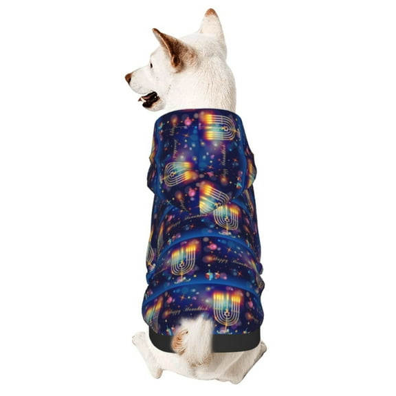 Happy Hanukkah Jewish Chanukah Holiday Dog Sweatshirt Pet Wear Hoodie Soft Warm Easy To Wear Puppy Cat Dogs Apparel Large