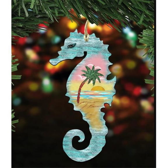 8198517 Seahorse Scenic Wooden Christmas Ornament Set of 2