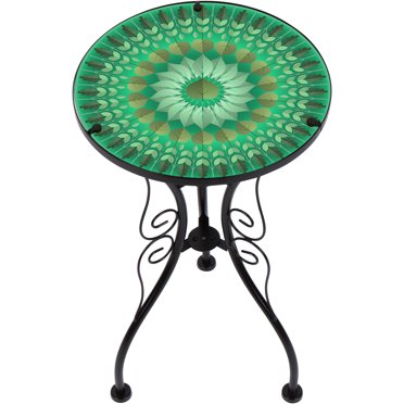 Jana Outdoor Ceramic Tile Side Table with Iron Frame, Yellow - Walmart.com