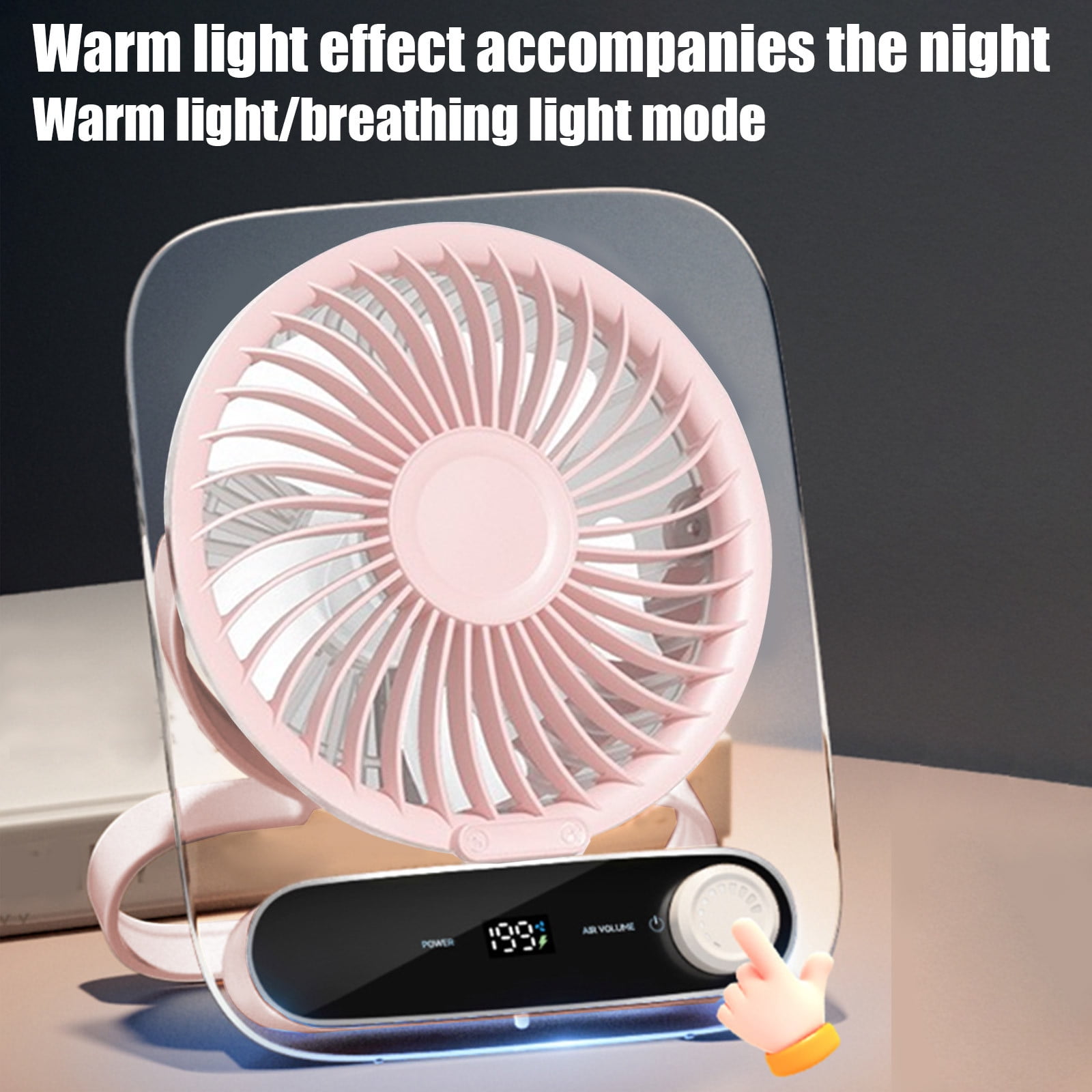 Small Desk Fan Quiet,Strong Airflow Fan Quiet Digital Display Air Circulator Fan,Ultra Quiet 180° Wide Angle Angle Foldable,portable USB Recharging,Small Fans for Bedroom Home Office
