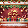 thumbnail image 6 of Red Theme Christmas Banner Gold Decorations Festive Backdrop Gift Boxes Snowflakes Holiday Background for Christmas Party Indoor Decoration Family Event, 6 of 9