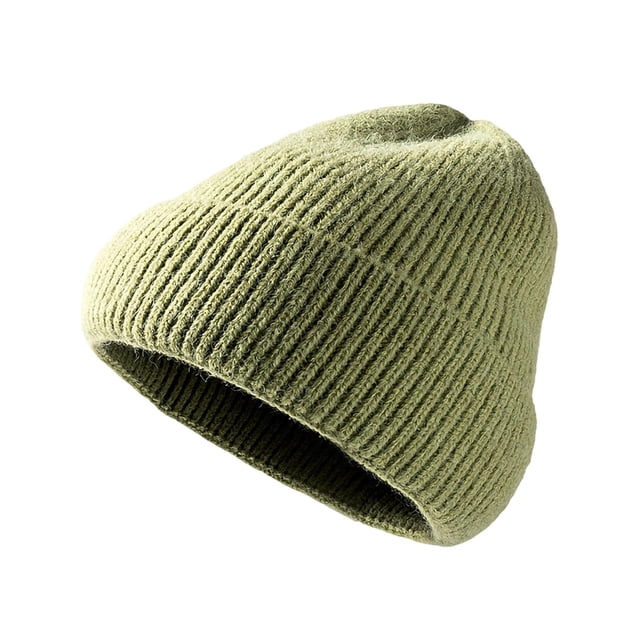 Green Mens Warm Knitted Hat With Thick Velvet Versatile Ear Protection No Brims For Outdoor Use In Green Adjustable Size Comfortable And Warm For Winter Activities