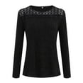 thumbnail image 4 of GEWSEY 3/4 Length Sleeve Womens Tops Lace Business Dressy Casual Blouses Spring Summer Fall Trendy Cute Work T Shirts (Black, M), 4 of 6