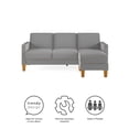 thumbnail image 5 of Novogratz Bowen Sectional Sofa with Reversible Chaise and Floating Ottoman, Gray Chenille, 5 of 9