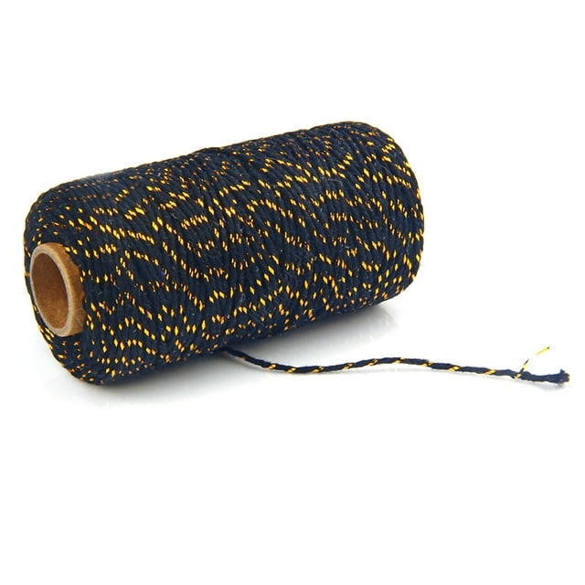 Decodeary 2mm 100m DIY Cotton Thread Cord String Colorful Cord String Strap Decorative Rope Wire Clothes Making Supplies gold wire + black 1Set