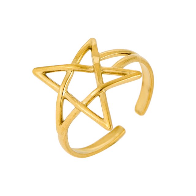 Thumb Ring Hollow Star Shape Adjustable Opening Design Finger Ring Titanium Steel Finger Band Versatile Jewelry Gift