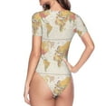 thumbnail image 4 of Easygdp Vintage World Map1 Women's One-Piece Swimsuit Slim Fit Crew Neck Bodysuit Athletic Swimwear with Concealed Buckle - Small, 4 of 9