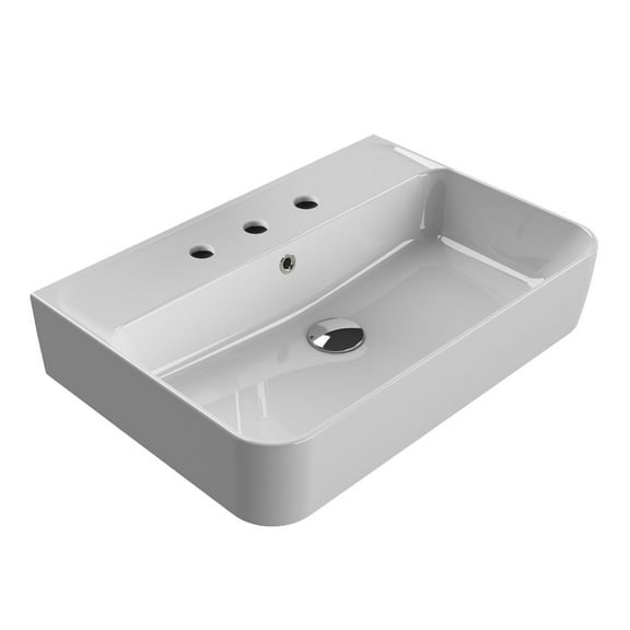 Nameeks Cerastyle 079200-U-Three Hole Hera 23-5/8" Rectangular Ceramic Drop In/Wall