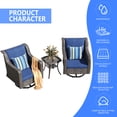 thumbnail image 3 of 3-Piece Patio Swivel Glider Bistro Set, Wicker Outdoor Chairs with Cushions (2), Side Table, High Back All-Weather Rattan Furniture for Porch Backyard, 3 of 7