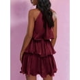 thumbnail image 6 of Womens Sleeveless Chiffon Dress with Ruffle Hem Elegant Evening Gown Party Maxi Dress Wine Red S, 6 of 7