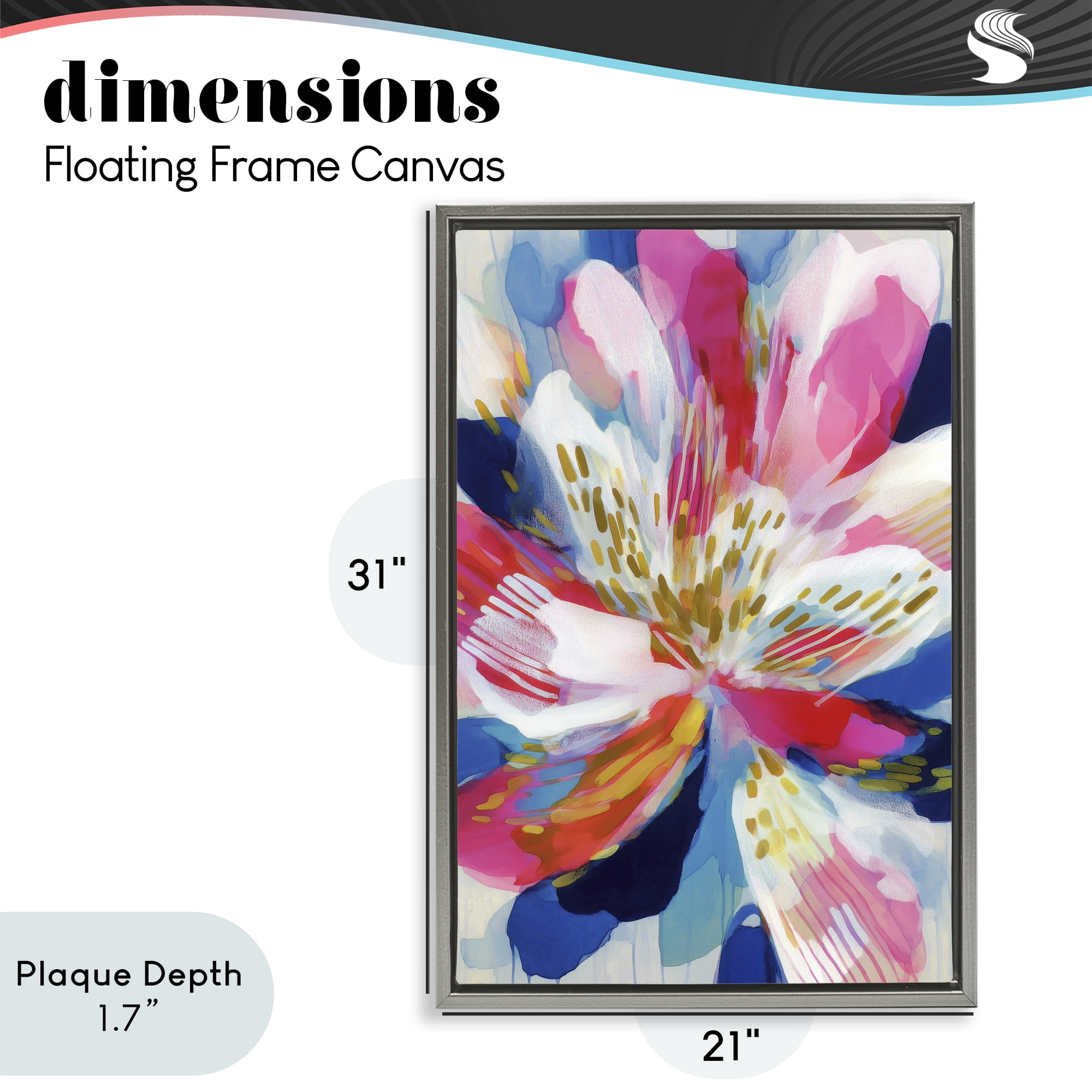 Stupell Industries Lily In Pink & Blue Gray Framed Floater Canvas Wall Art, design by Chromatic Storm Studio