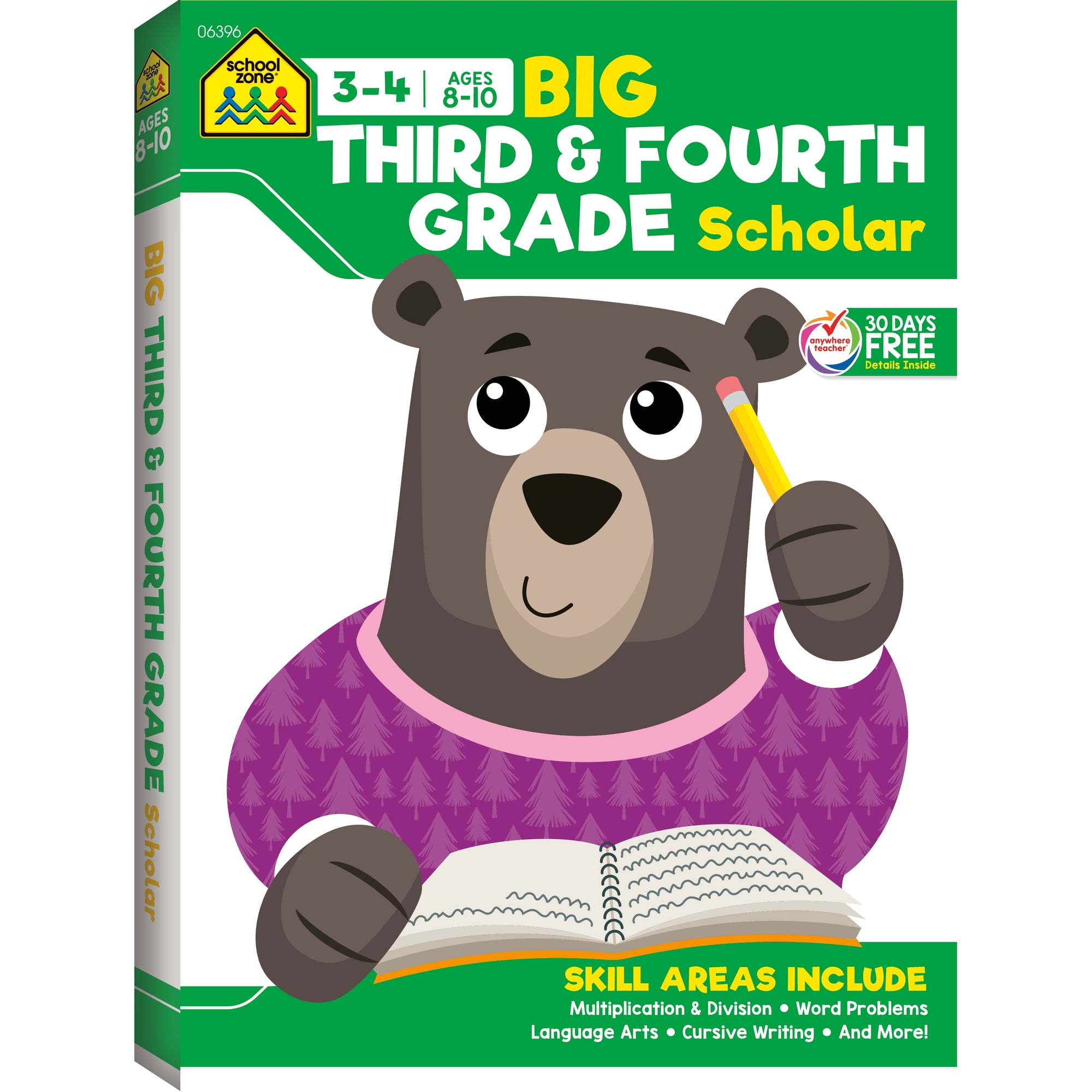 School Zone Big Third & Fourth Grade Scholar Workbook (Walmart Exclusive)