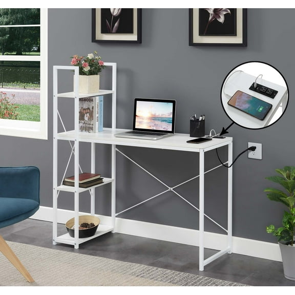 Convenience Concepts Designs2Go Office Workstation Desk with 2 Outlets & 2 USB Ports