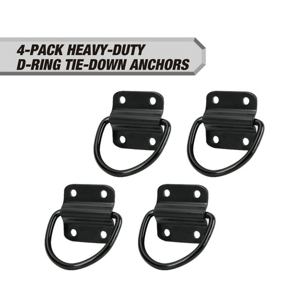 Hyper Tough Heavy Duty D-Rings Tie-Down Anchor, 3,000 lb Working Load Limit, 4-Pack