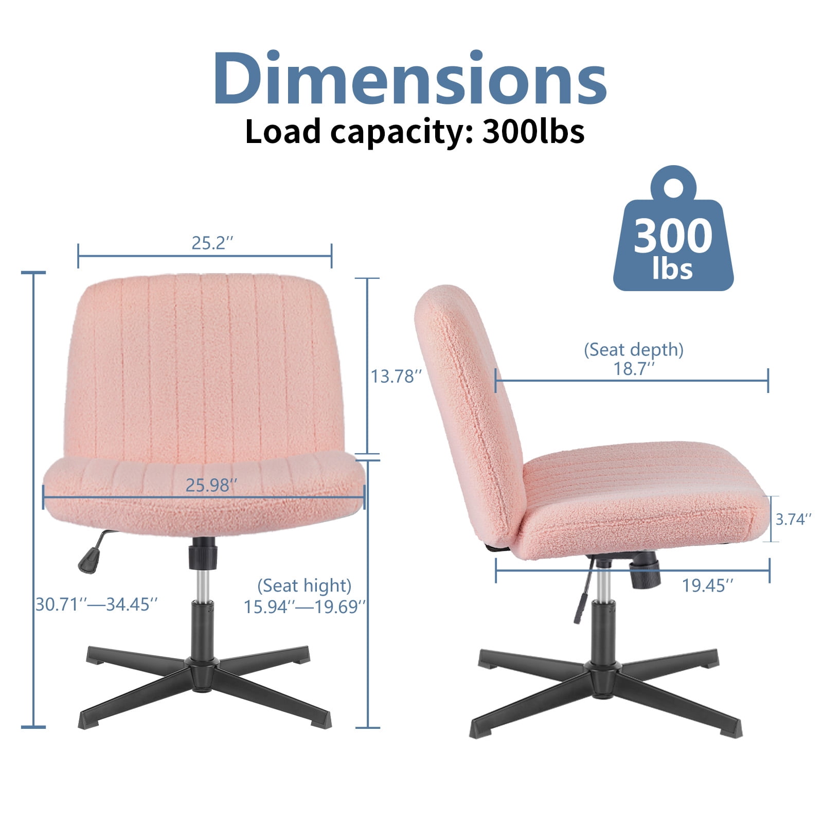 Cross-Legged Armless Swivel Chair without Wheels for Home Office