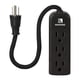 thumbnail image 1 of Regleta para montaje en pared - Listado ETL 3 tomacorrientes con conexión a tierra Cable corto trenzado de 10 pulgadas Mini regletas negras sin protector contra sobretensiones Tomacorrientes CA 13A 12, 1 of 5