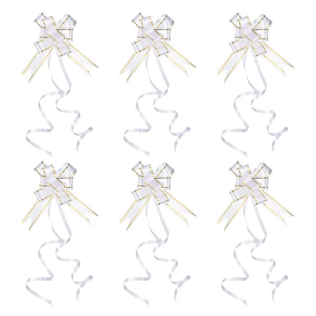Unique Bargains 2.8inch Pull Bows Present Wrapping String Bows Ribbon Gold Thread Style White 40 Pack