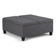 thumbnail image 6 of Ellis 36 inch Wide Contemporary Square Coffee Table Storage Ottoman in Slate Grey Linen Look Fabric, 6 of 9